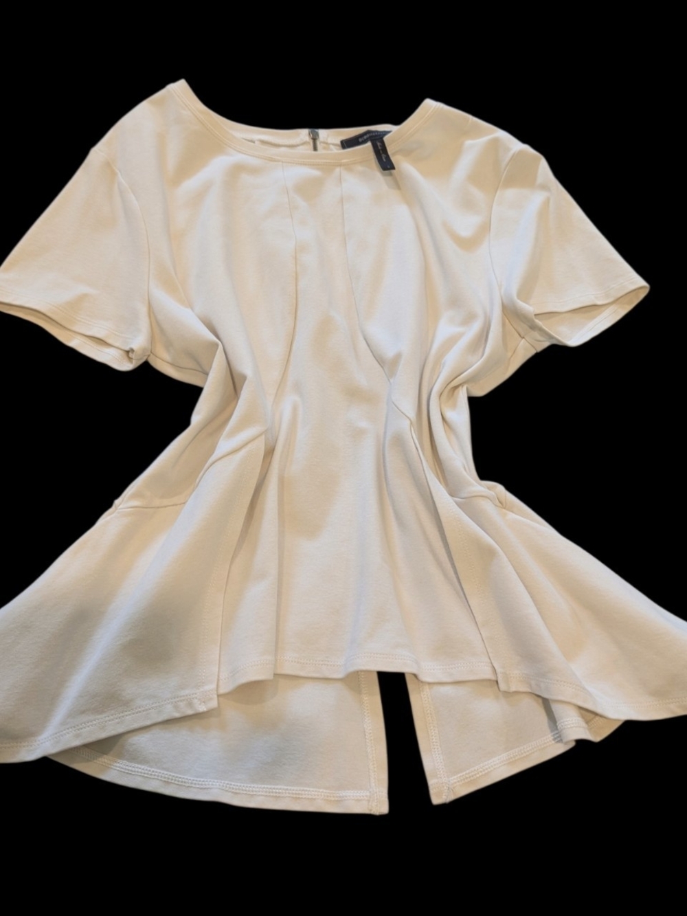 BCBGMaxAzria "Scarlett" Short-Sleeve Peplum Top in Magnolia